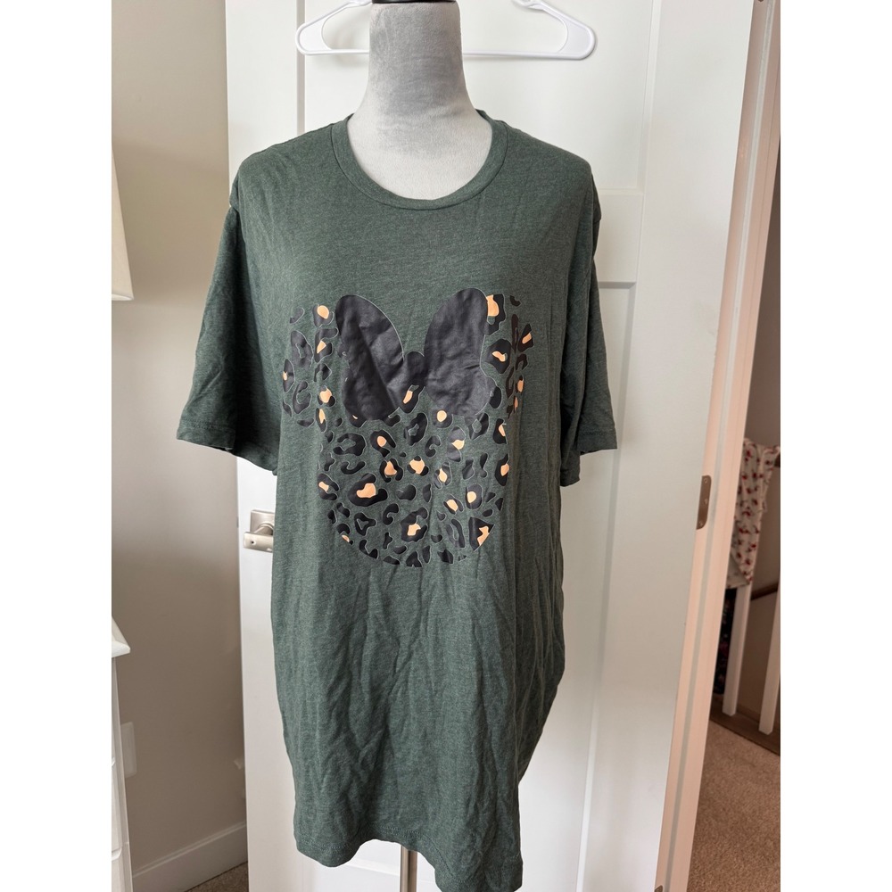 Bella Canvas Minnie Mouse Leopard Print T-Shirt Green 3XL animal kingdom